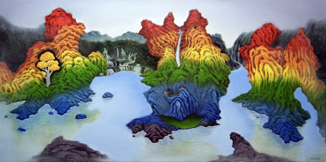 叠层05_彩虹景，李启豪，h85x170cm，布面油画，2013.jpg