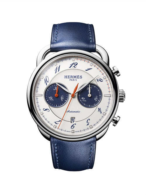 Montre Arceau Chronographe, boitier 42 mm en acier, mouvement mecanique, bracelet en veau Swift.jpg